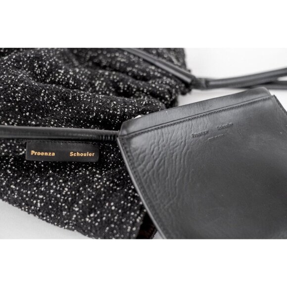 Proenza Schouler Large Black Tweed Leather Ruched Tote Women's Bag $1,090 - Picture 8 of 16